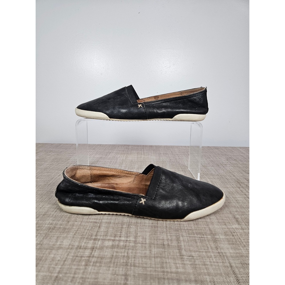 Frye Melanie Slip On Black Leather Sneakers Flats 3471146-BLK Womens Size 8M